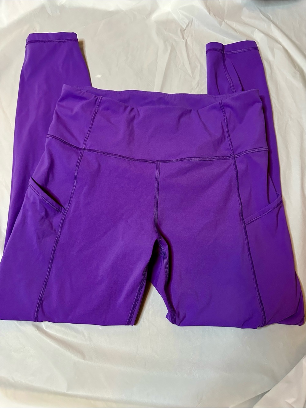 CRZ YOGA Purple High-Waisted Leggings with Side Pockets